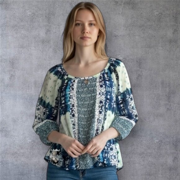 ANTHROPOLOGIE FIG & FLOWER PRINT BLOUSE - Picture 1 of 7